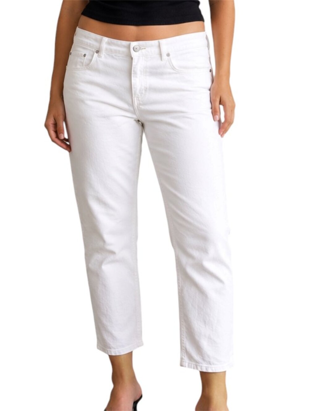 Size 31 Rag & Bone Dre White Slim Boyfriend Jeans Cropped